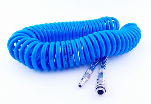 Pistolet do powietrza długi + Przewód spiralny PU (6,5x10) 5 m do kompresorów